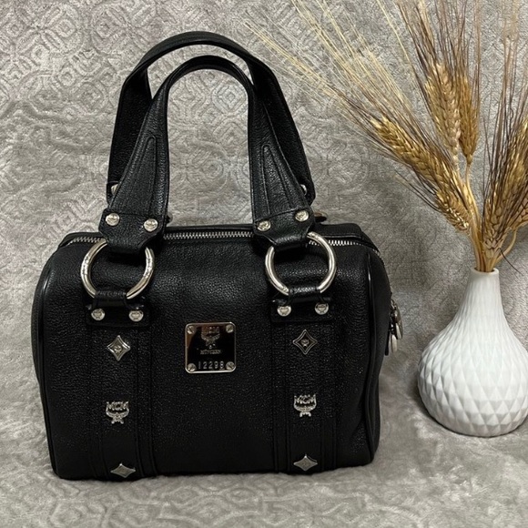 MCM Handbags - MCM Mini leather Boston Bag Black/Silver NWOT